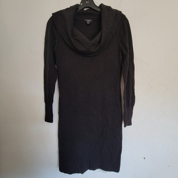 Ann Taylor Dresses & Skirts - Ann Taylor Black Cowl Neck Long Sleeve Ribbed Wool Knit Midi Dress Size XSP